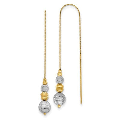 14k Two Tone Gold Beads Threader Earrings at $ 365.13 only from Jewelryshopping.com