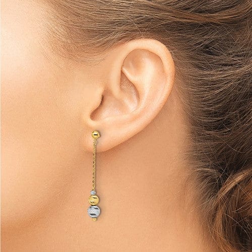 14k Two Tone Gold Textured Dangle Earrings