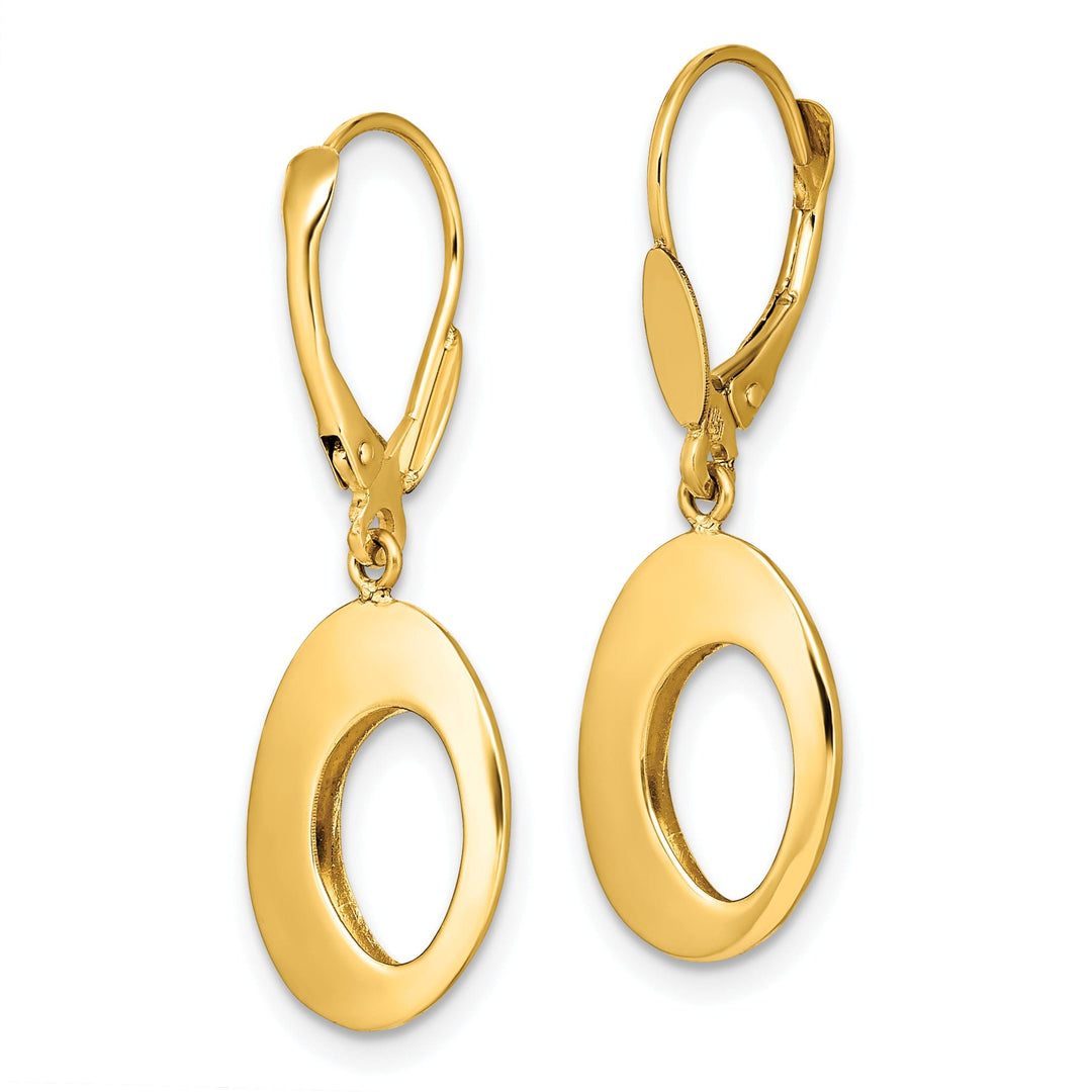 14k Yellow Gold Circles Leverback Earrings