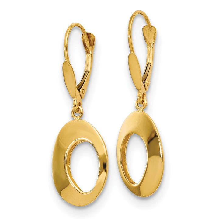 14k Yellow Gold Circles Leverback Earrings