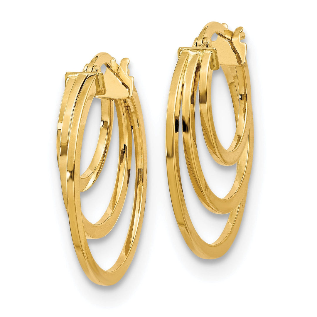 14k Yellow Gold Polished Fancy 3 Hoop Earrings