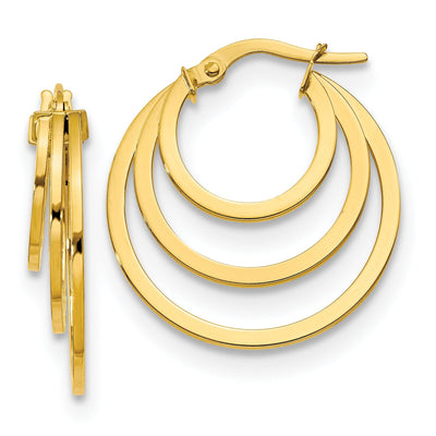 14k Yellow Gold Polished Fancy 3 Hoop Earrings at $ 309.91 only from Jewelryshopping.com