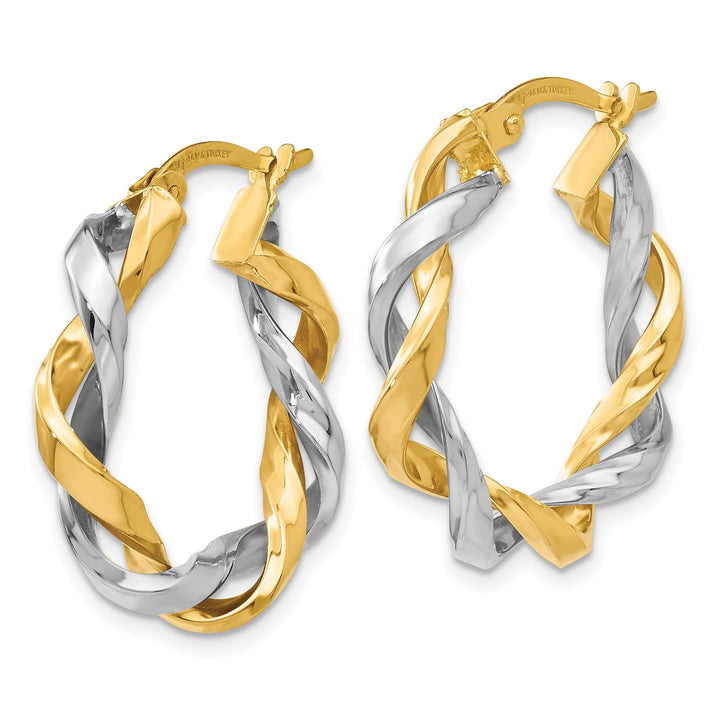 14k Two Tone Gold Hoop Earrings