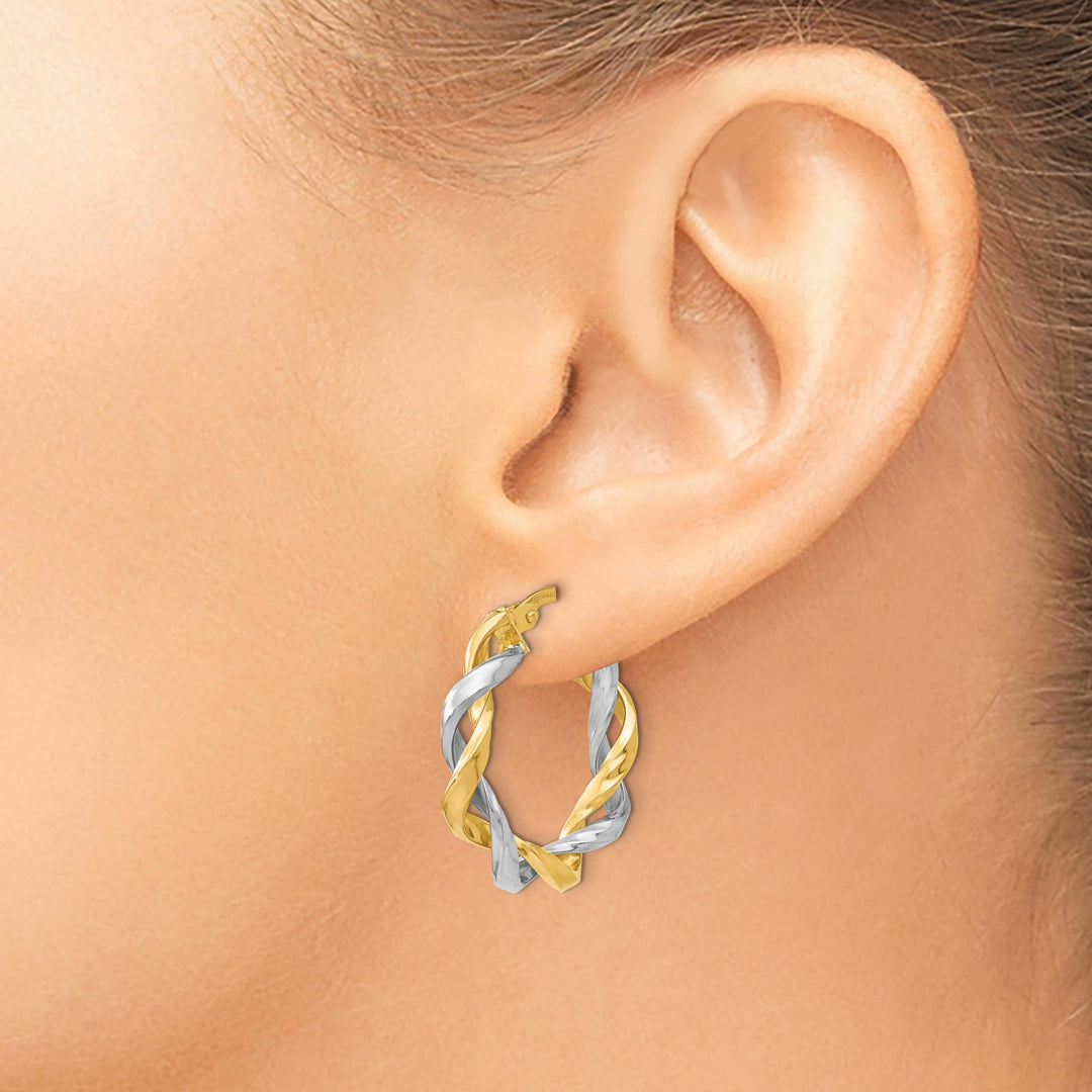 14k Two Tone Gold Hoop Earrings