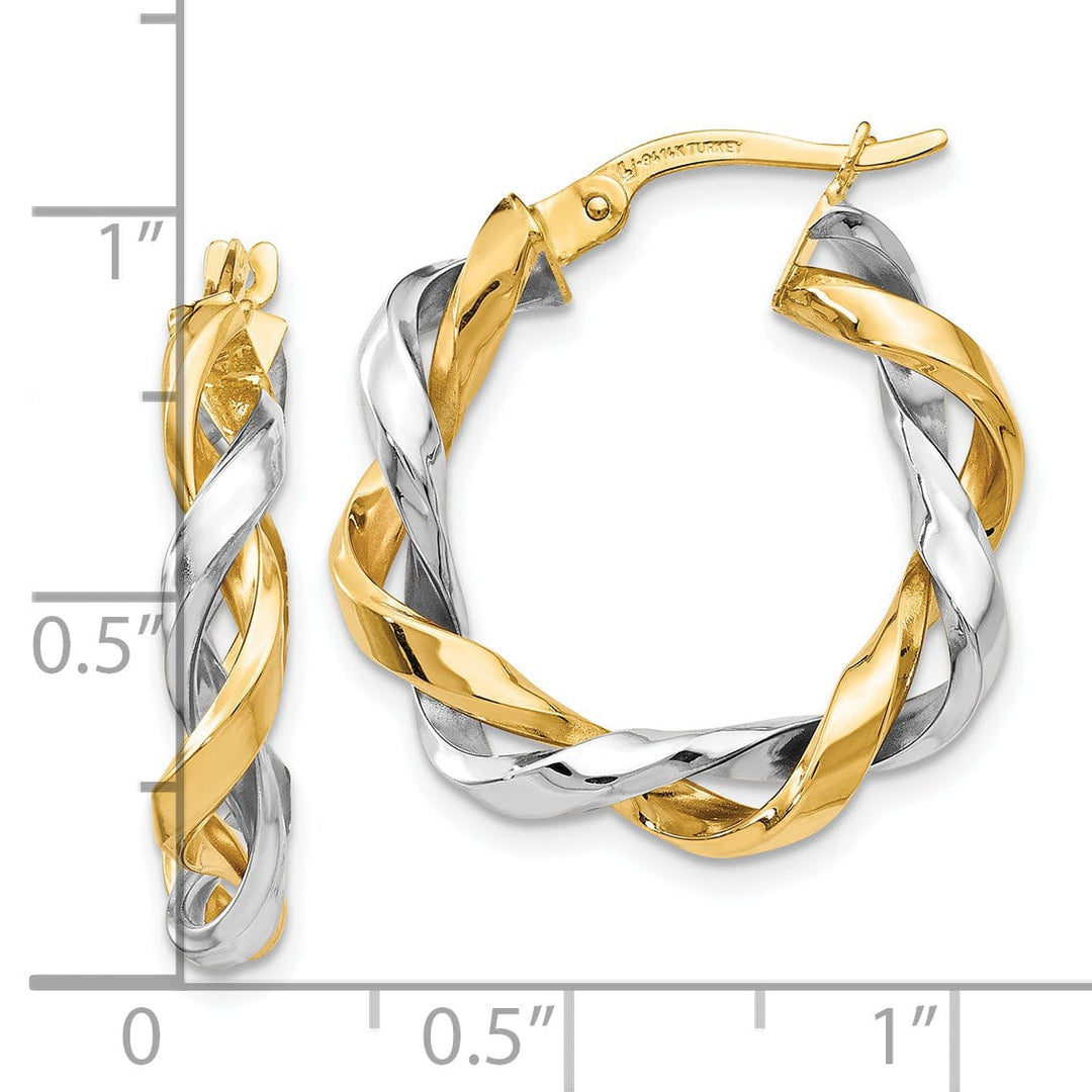 14k Two Tone Gold Hoop Earrings