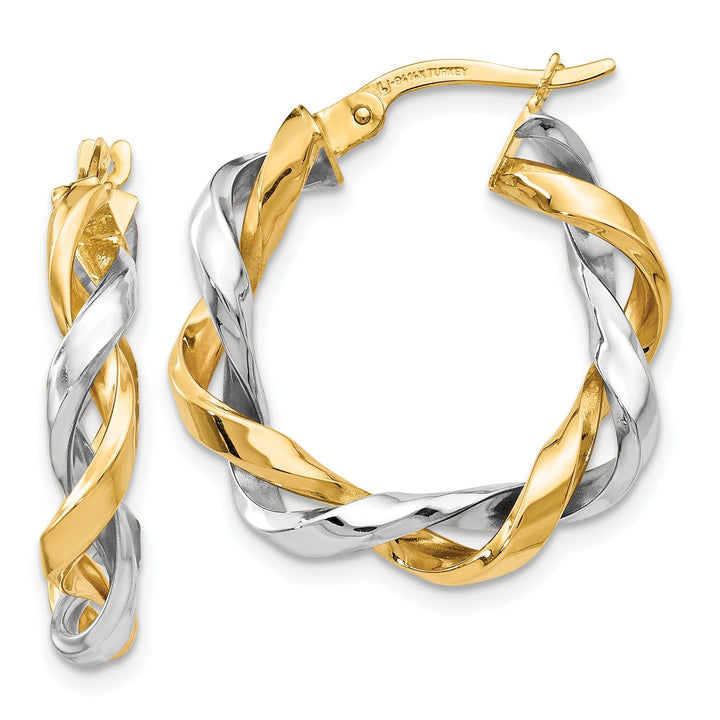 14k Two Tone Gold Hoop Earrings