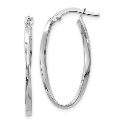 14k White Gold Twisted Oval Hoop Earrings at $ 173.93 only from Jewelryshopping.com