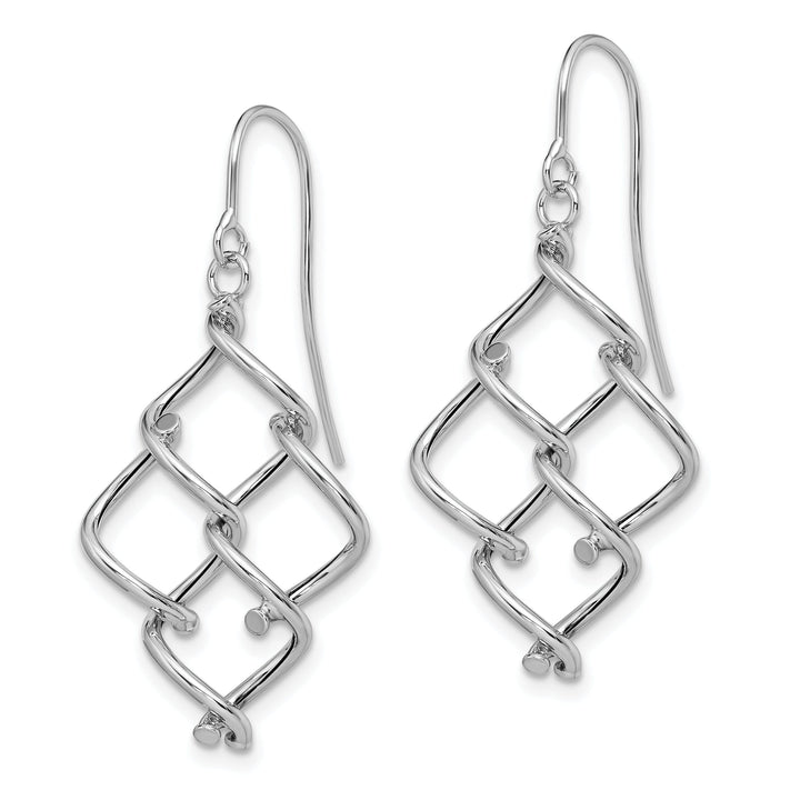 14K White Gold Polished Twisted Dangle Earrings