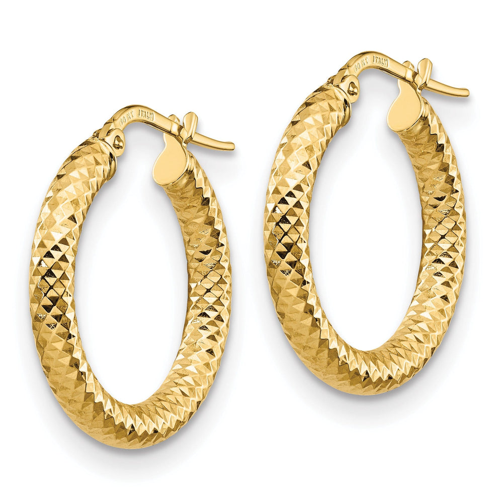 14k Yellow Gold 3x15 D.C Round Hoop Earrings
