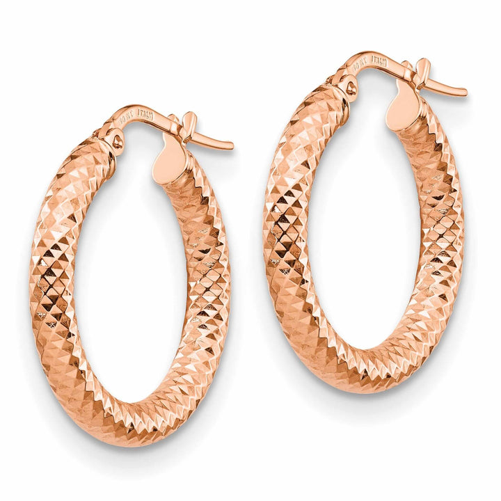 14k Rose Gold D.C Round Hoop Earrings