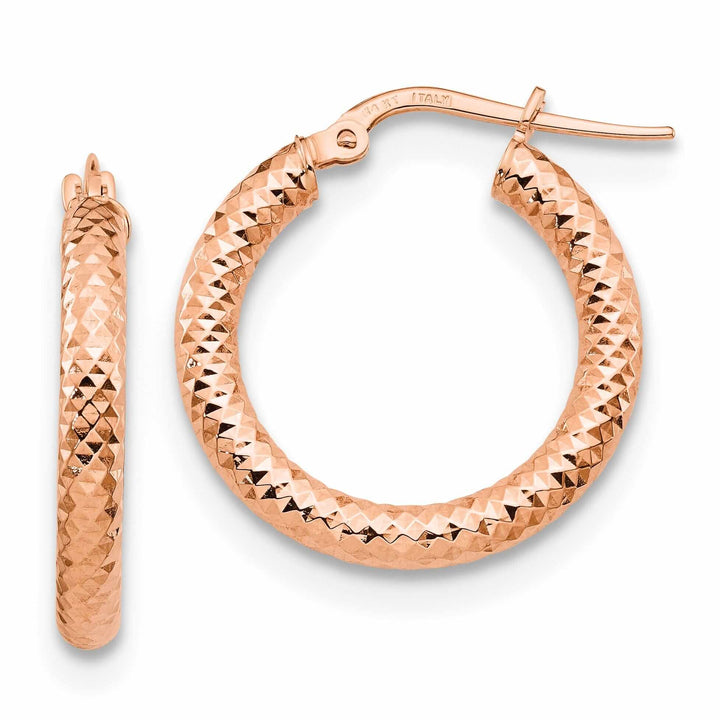 14k Rose Gold D.C Round Hoop Earrings