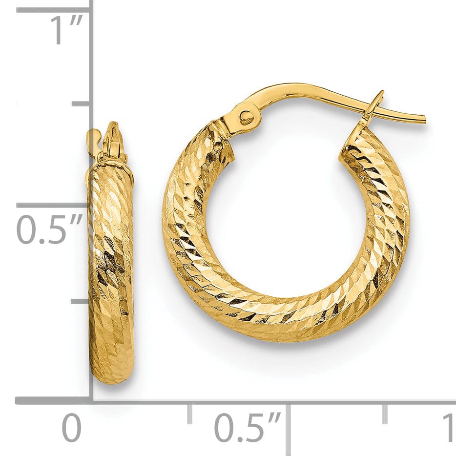 14k Yellow Gold D.C Round Hoop Earrings