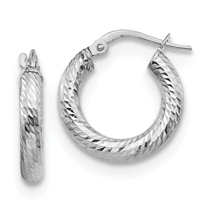 14k White Gold D.C Round Hoop Earrings