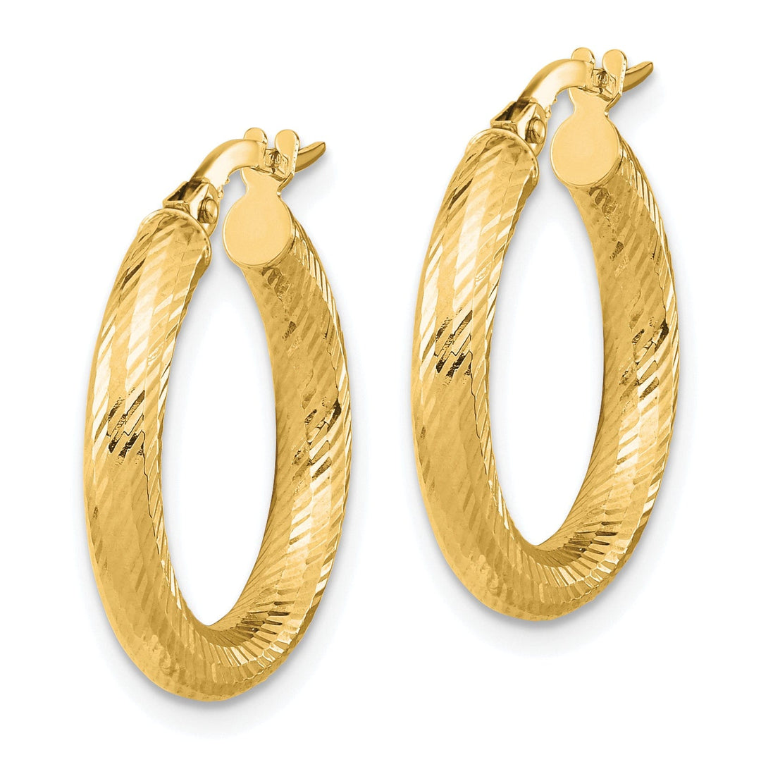 14k Yellow Gold D.C Round Hoop Earrings