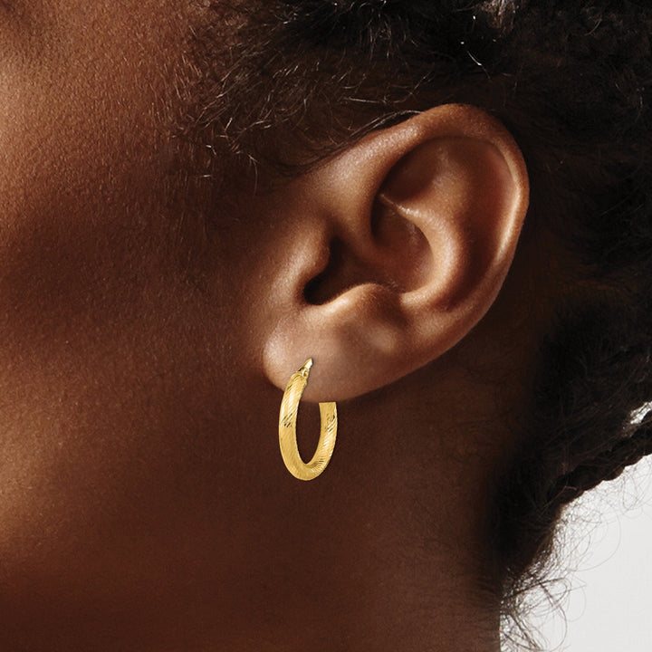 14k Yellow Gold D.C Round Hoop Earrings