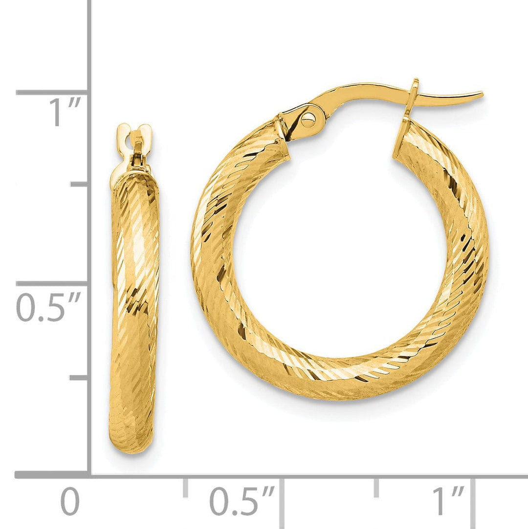 14k Yellow Gold D.C Round Hoop Earrings