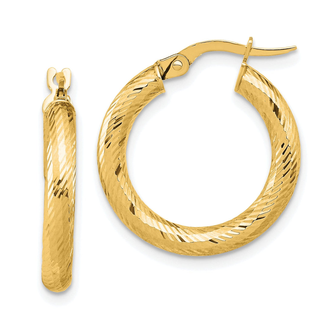 14k Yellow Gold D.C Round Hoop Earrings