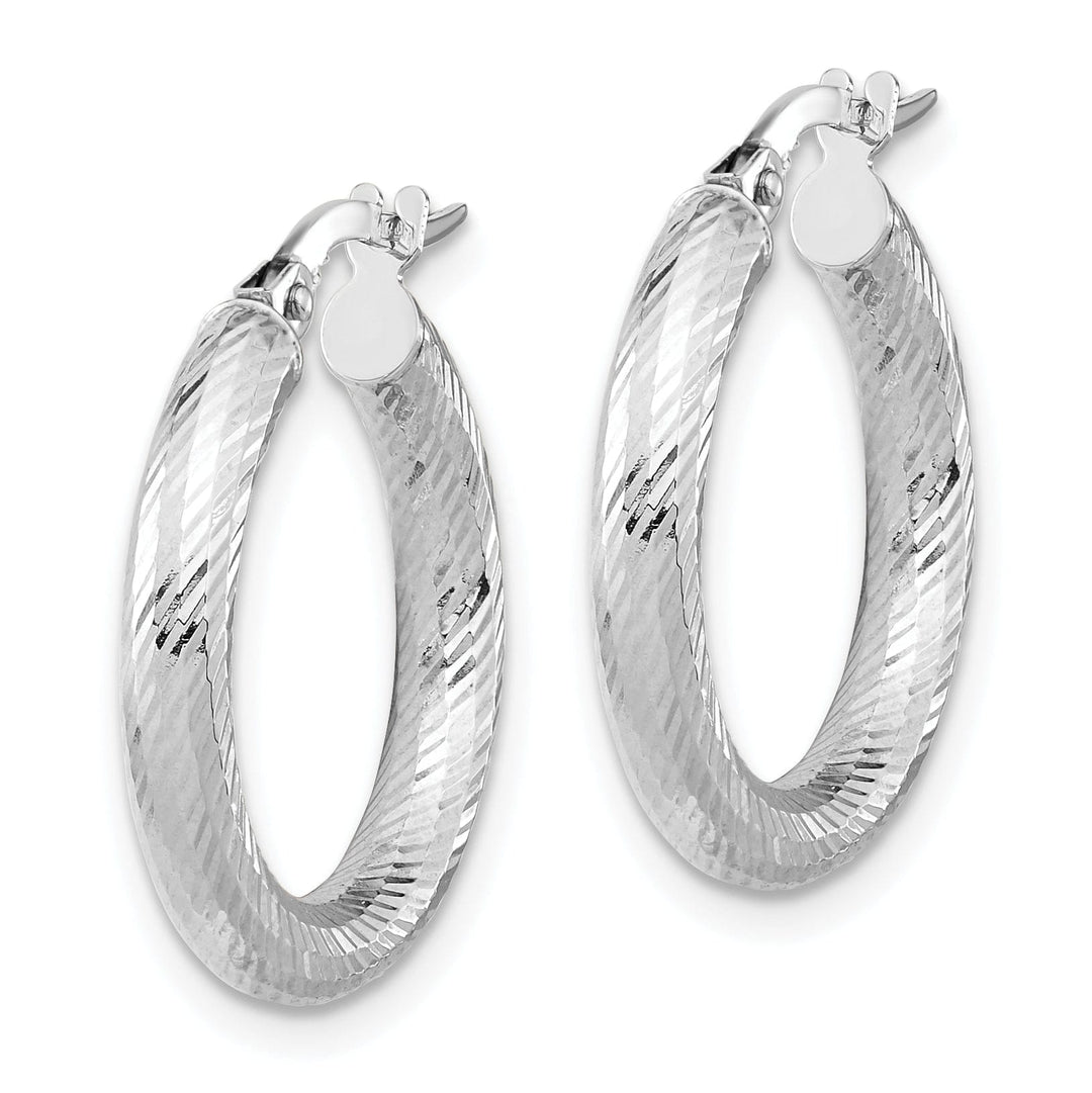 14k White Gold D.C Round Hoop Earrings