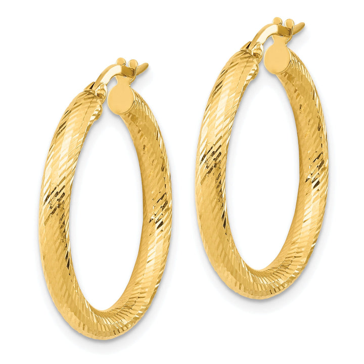 14k Yellow Gold D.C Round Hoop Earrings