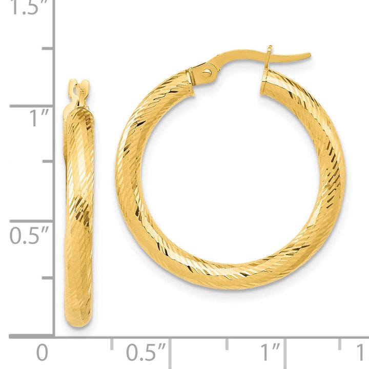 14k Yellow Gold D.C Round Hoop Earrings