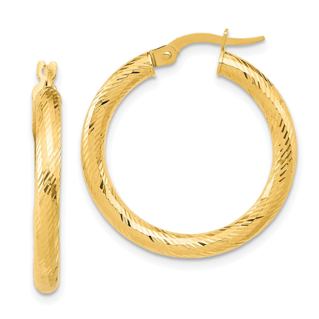 14k Yellow Gold D.C Round Hoop Earrings