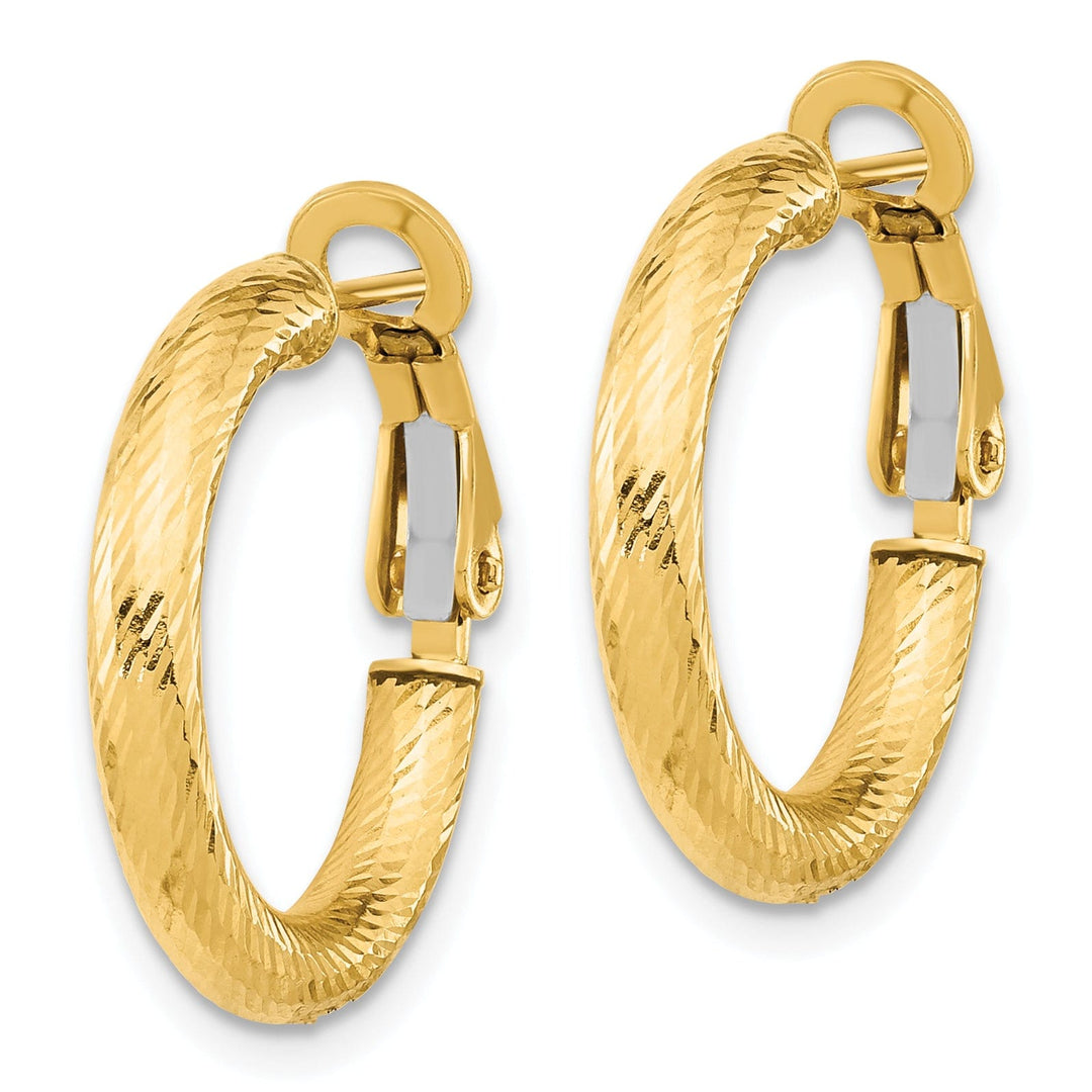 14k Yellow Gold D.C Round Omega Hoop Earrings