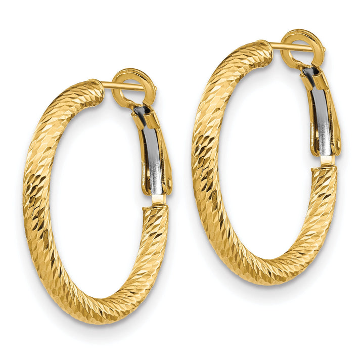14k Yellow Gold D.C Round Omega Hoop Earrings