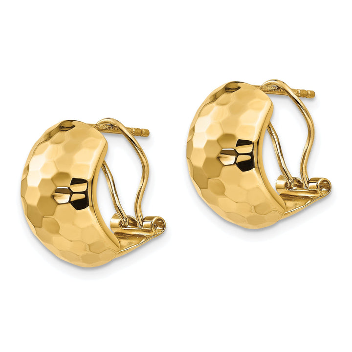 14k Yellow Gold Hammered Omega Back Earrings