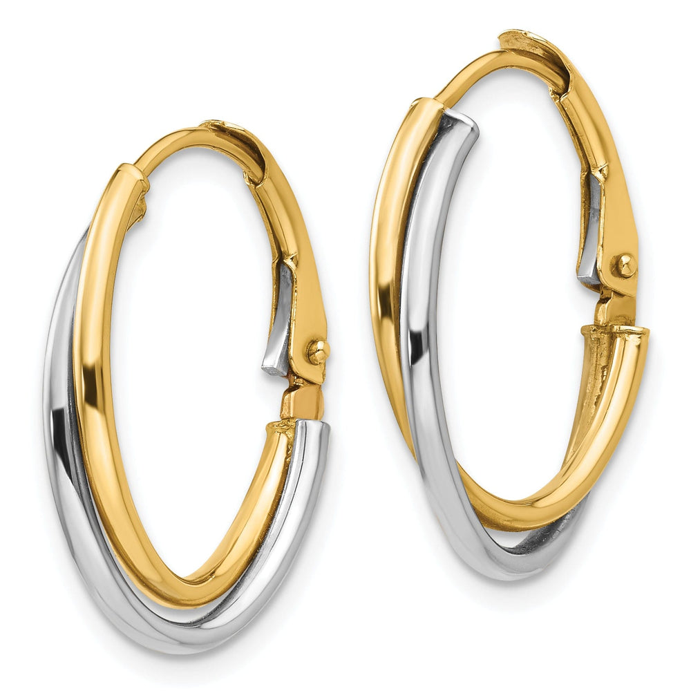 Leslie 14k Two Tone Gold Polished Hoop Earrings
