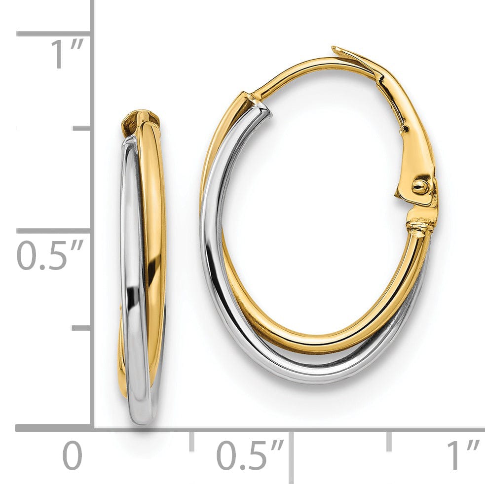 Leslie 14k Two Tone Gold Polished Hoop Earrings