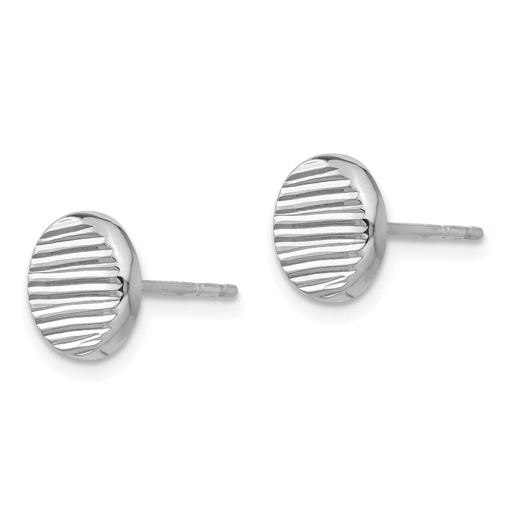 14K White Gold Texture Small Disc Post Earrings
