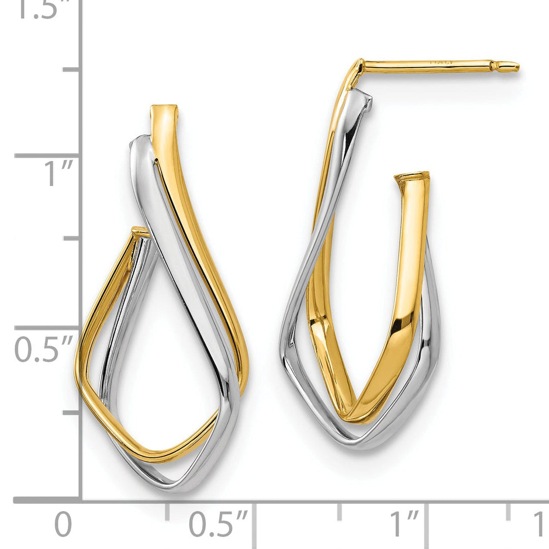14k Two Tone Gold Polished Post Earrings