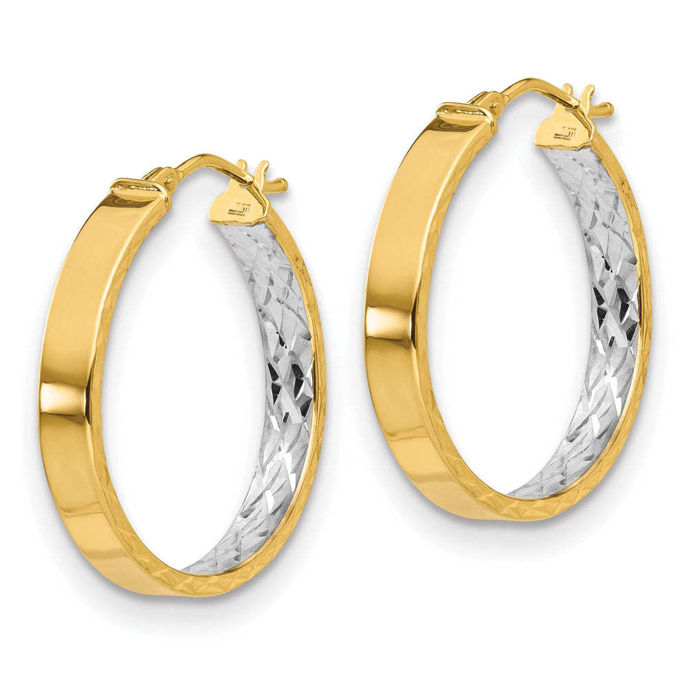 14k Two Tone Gold Polished D.C Hoop Earrings