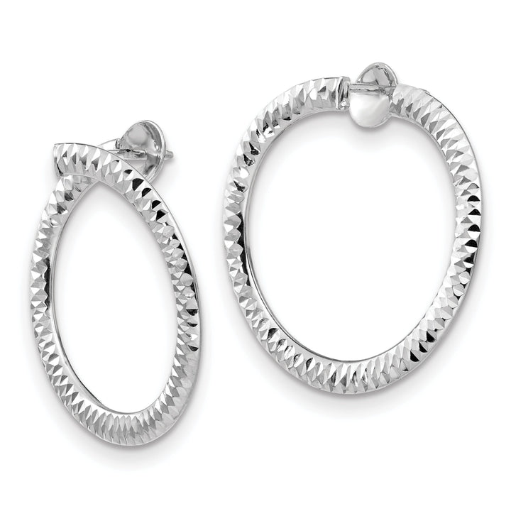 14K White Gold D.C Flexible Post Hoop Earrings