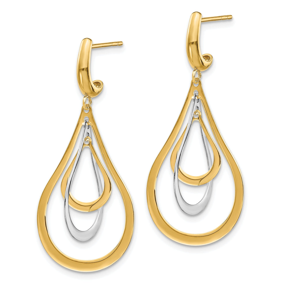 14k Two Tone Gold Polished Post Dangle Earrings