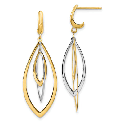 14k Two Tone Gold Polished Post Dangle Earrings at $ 364.63 only from Jewelryshopping.com