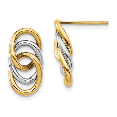 14k Two Tone Gold Polished Circles Post Earrings at $ 187.82 only from Jewelryshopping.com