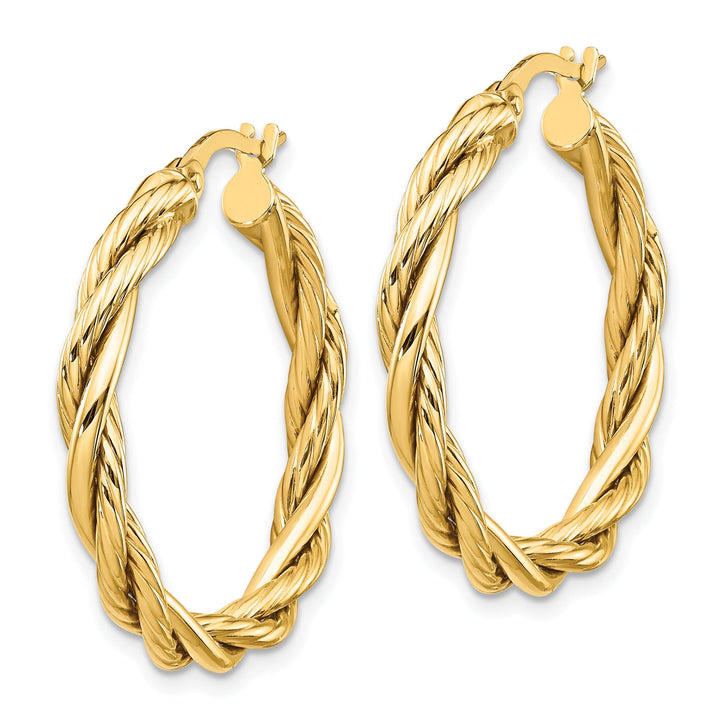 14k Yellow Gold Polished Twisted Hoop Earrings