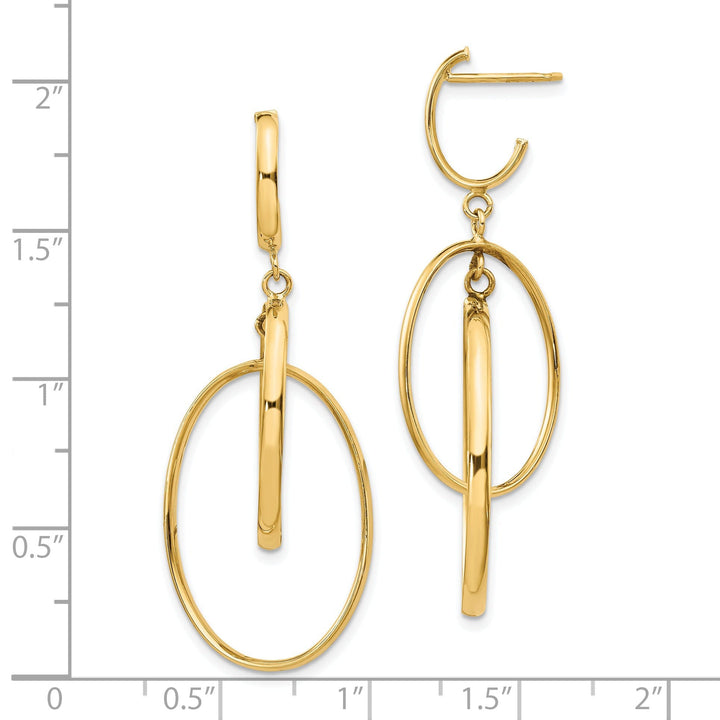 14k Yellow Gold Polished Post Dangle Earrings