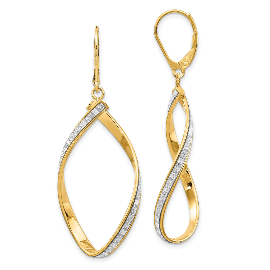 14k Yellow Gold Twisted Leverback Earrings