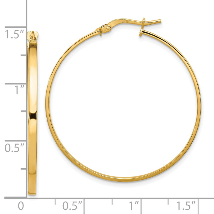 14k Yellow Gold 2mm Polished Hoop Earrings