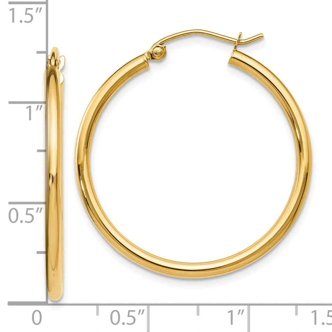 14k Yellow Gold 2mm Hoop Earrings