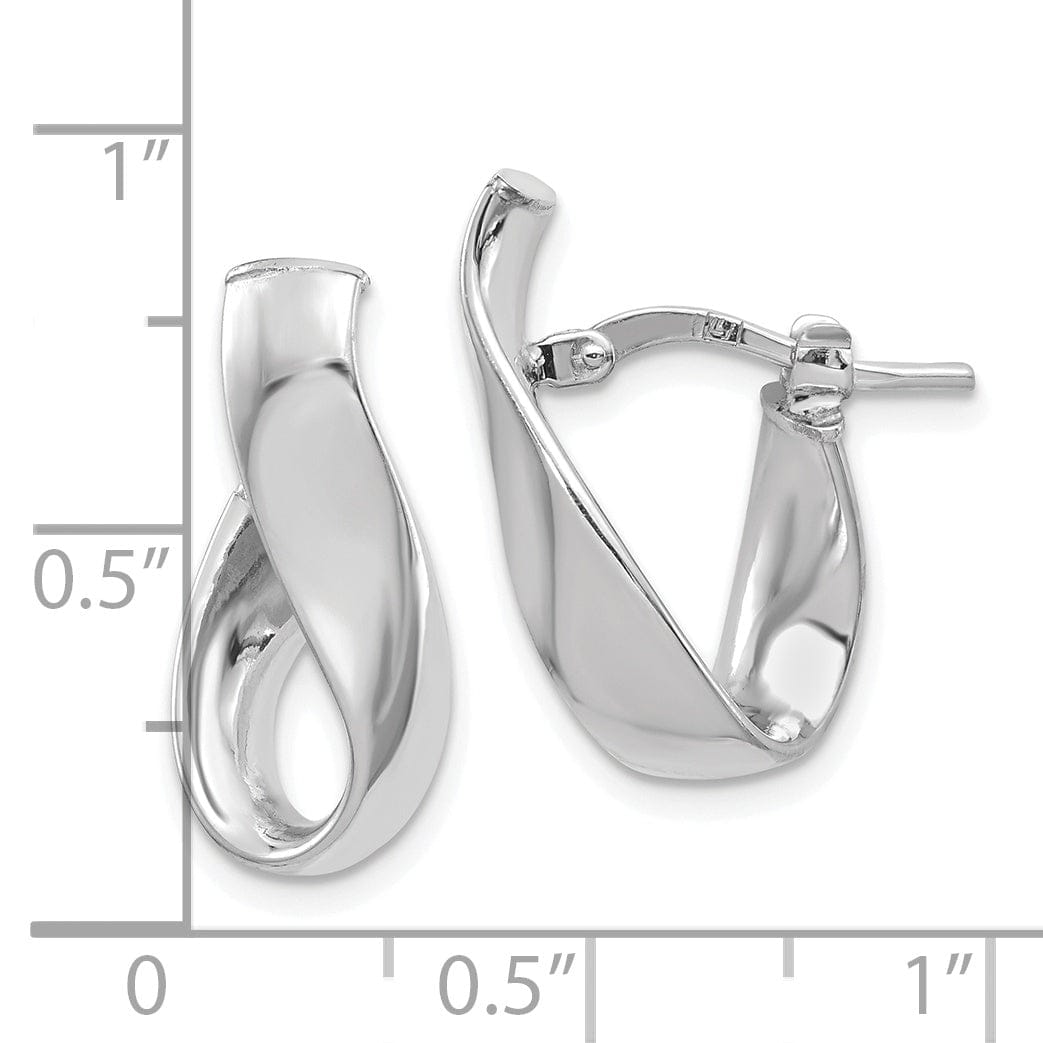 14k White Gold Omega Back Hoop Earrings