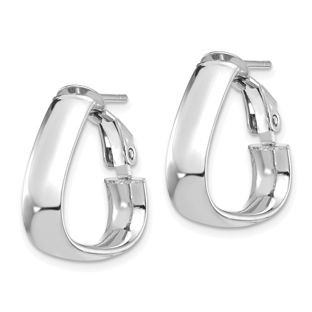14k White Gold Triangle Omega Hoop Earrings