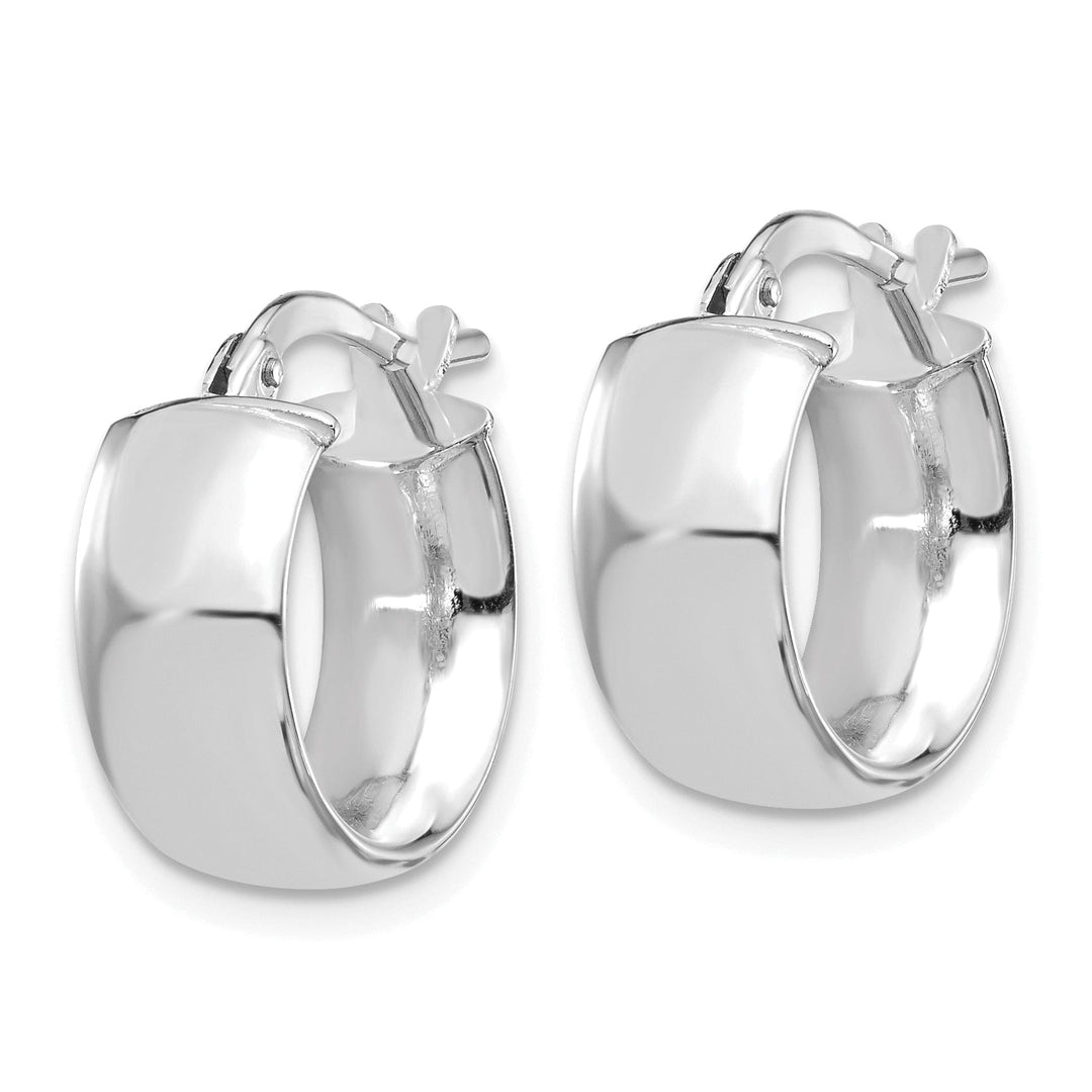 14k White Gold High Polished Huggie Earrings