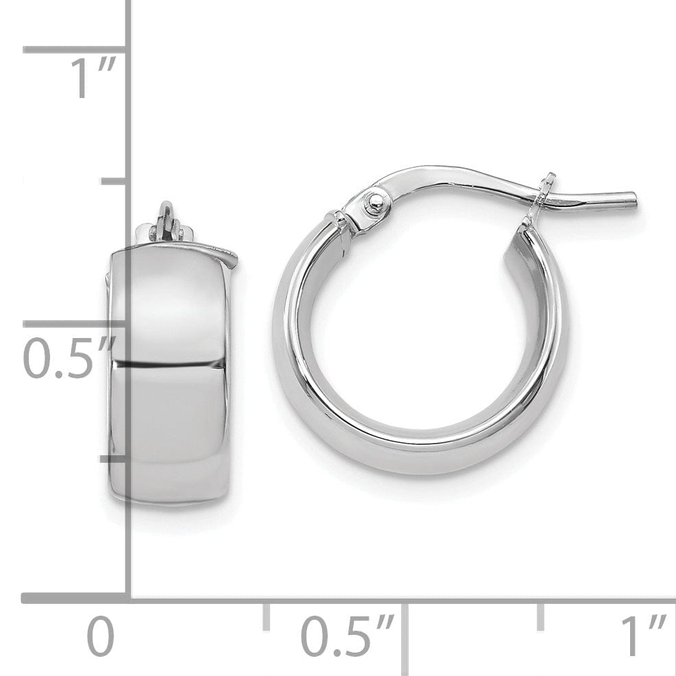 14k White Gold High Polished Huggie Earrings