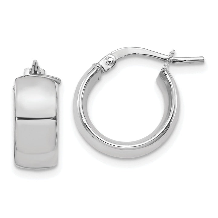 14k White Gold High Polished Huggie Earrings