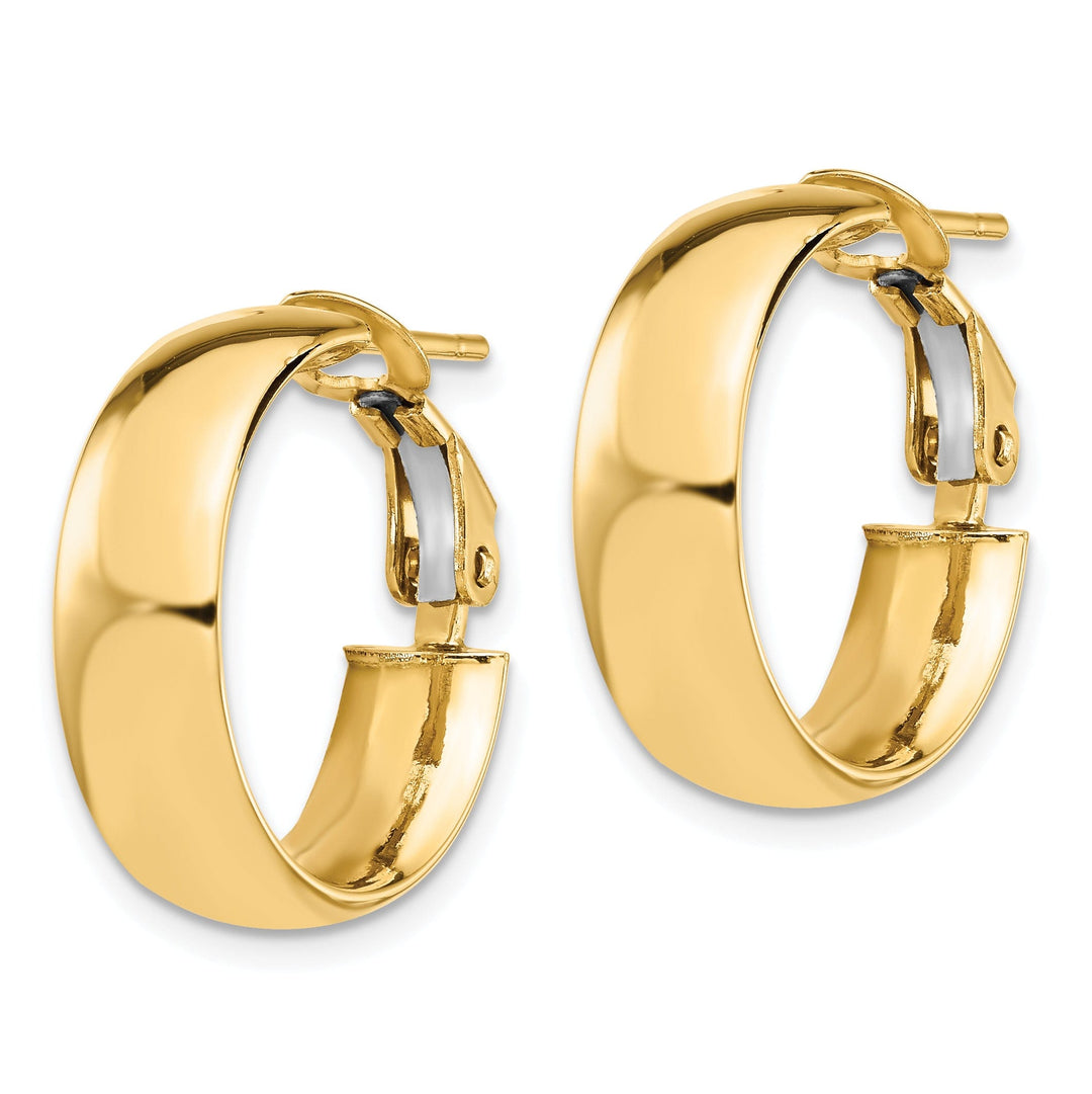 14k Yellow Gold 6mm Omega Back Hoop Earrings