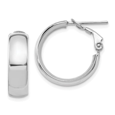 14k White Gold Polish Omega Back Hoop Earrings at $ 317.1 only from Jewelryshopping.com