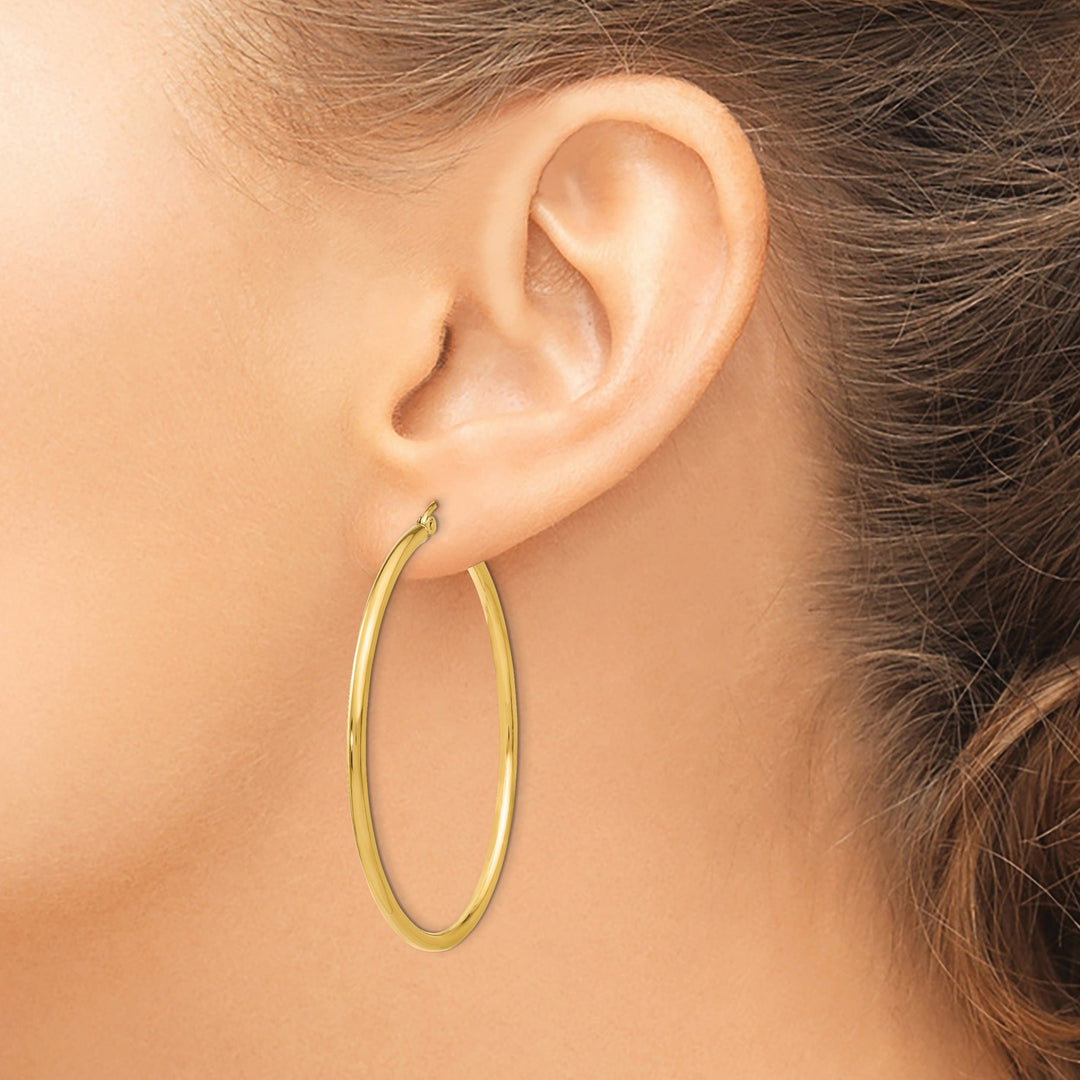 14k Yellow Gold 2mm Hinged Hoop Earrings